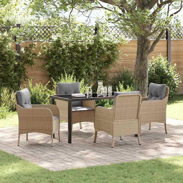 vidaXL Ensemble de salle &agrave; manger pour jardin 5 pcs Beige polyrotin