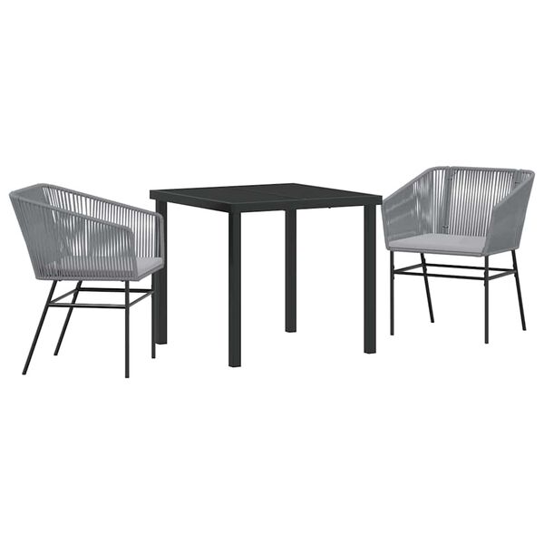 vidaXL Ensemble de salle &agrave; manger pour jardin avec coussin 3 pcs Gris