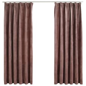 vidaXL Rideau occultant et crochet 2pcs Velours Rose antique 140x175cm