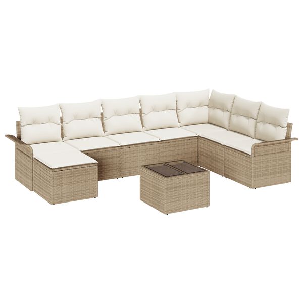 vidaXL Ensemble de canap&eacute; de jardin 9 pcs Marron Poly rotin