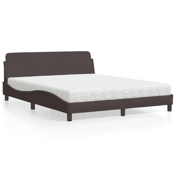 vidaXL Lit avec matelas Dover marron fonc&eacute; 160x200 cm tissu