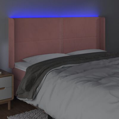 vidaXL Tête de lit à LED Rose 183x16x118/128 cm Velours