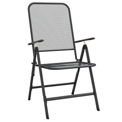 vidaXL Chaises pliables jardin lot de 2 Maille métallique Anthracite