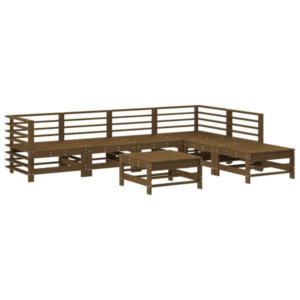 vidaXL Salon de jardin 7 pcs Marron miel Bois de pin massif