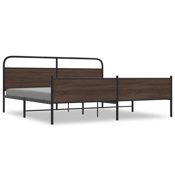 vidaXL Cadre de lit en métal sans matelas chêne marron 193x203 cm