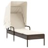 vidaXL Chaises longues lot de 2 et auvents et table marron poly rotin