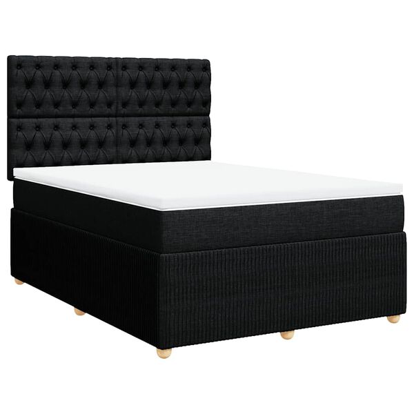 vidaXL Sommier &agrave; lattes de lit avec matelas Noir 140x200 cm Tissu