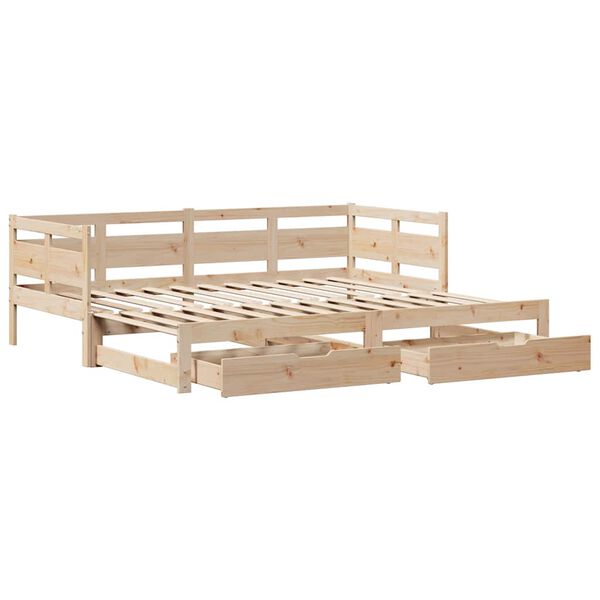 vidaXL Lit de jour avec gigogne et tiroirs sans matelas 90x190 cm