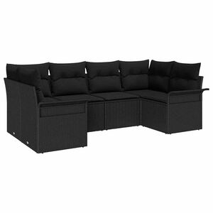 vidaXL Ensemble de canap&eacute; de jardin 6 pc Noir Poly rotin