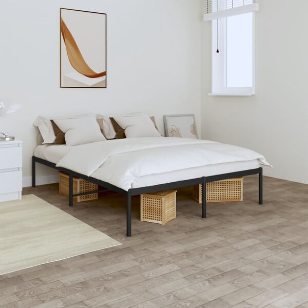 vidaXL Cadre de lit m&eacute;tal sans matelas noir 140x190 cm