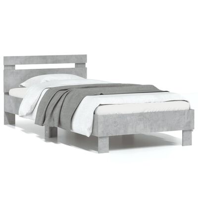 vidaXL Cadre de lit sans matelas avec tête de lit gris béton 75x190 cm