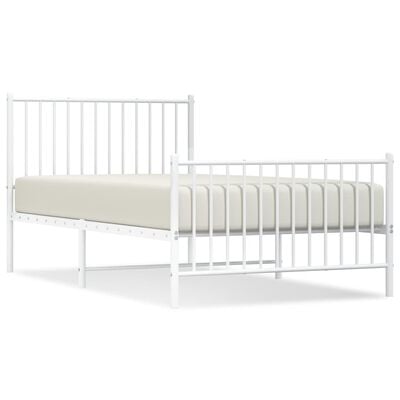 vidaXL Cadre de lit métal sans matelas et pied de lit blanc 100x190 cm