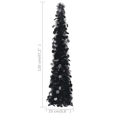 vidaXL Sapin de Noël artificiel escamotable Noir 120 cm PET