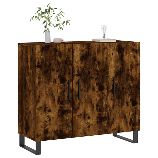vidaXL Buffet ch&ecirc;ne fum&eacute; 90x34x80 cm bois d'ing&eacute;nierie