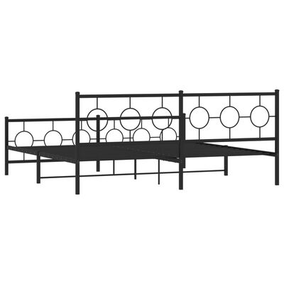 vidaXL Cadre de lit métal sans matelas avec pied de lit noir 193x203cm