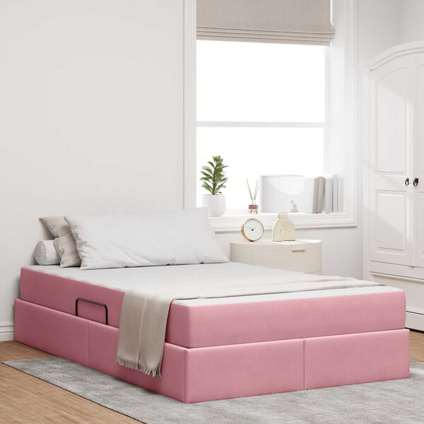 vidaXL Lit avec rangement et matelas Rose 120 x 190 cm Velours