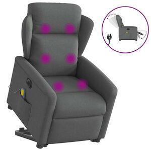 vidaXL Fauteuil inclinable de massage &eacute;lectrique Gris fonc&eacute; Tissu