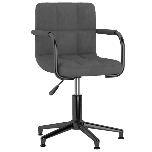 vidaXL Chaise pivotante de salle &agrave; manger Gris fonc&eacute; Velours