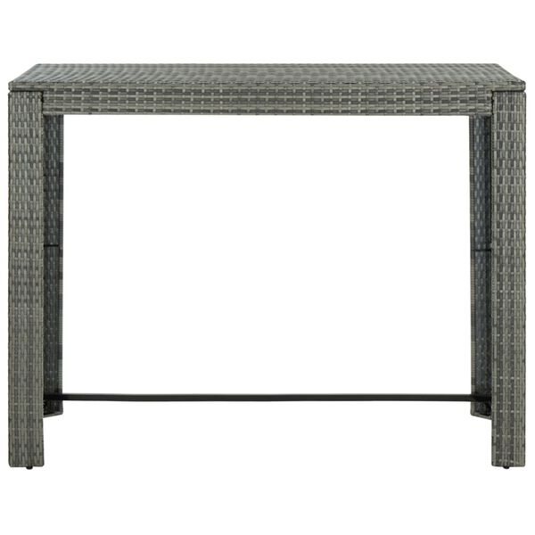 vidaXL Table de bar de jardin Gris 140,5x60,5x110,5 cm R&eacute;sine tress&eacute;e