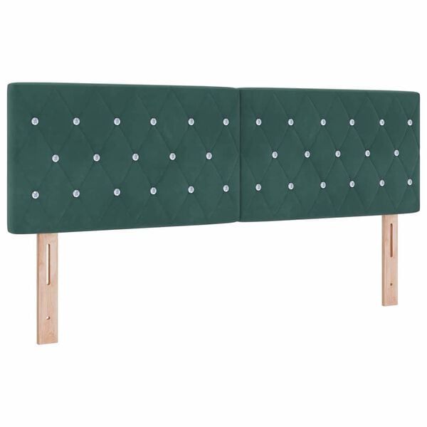 vidaXL T&ecirc;te de lit LED avec t&ecirc;te de lit Vert fonc&eacute; 160 cm Polyester