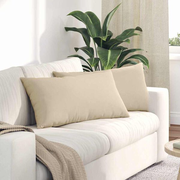 vidaXL Coussins de canap&eacute; 2 pcs Cr&egrave;me 80 x 40 cm tissu