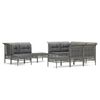 vidaXL Salon de jardin 11 pcs avec coussins Gris R&eacute;sine tress&eacute;e