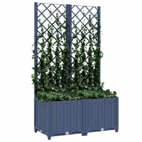 vidaXL Jardini&egrave;re de jardin avec treillis Bleu Gris 80x40x136 cm PP