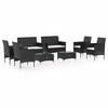 vidaXL Salon de jardin 8 pcs avec coussins R&eacute;sine tress&eacute;e Noir