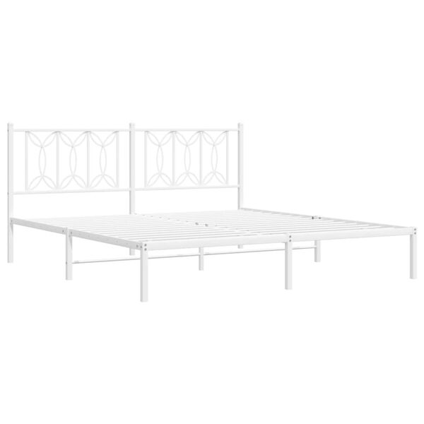 vidaXL Cadre de lit m&eacute;tal sans matelas et t&ecirc;te de lit blanc 180x200 cm