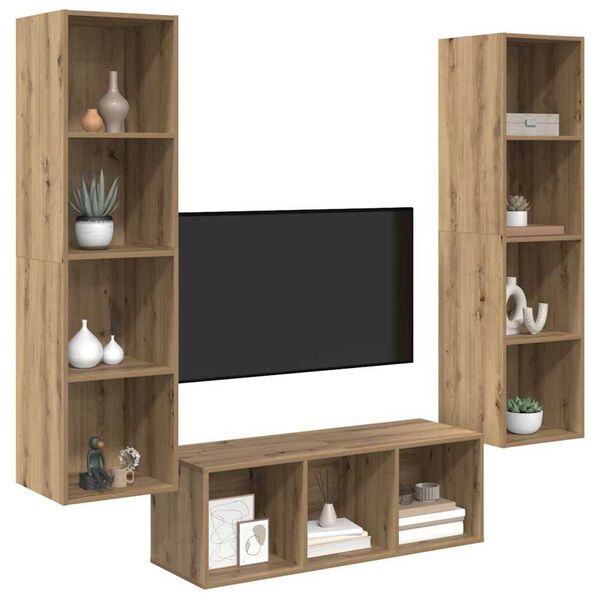 vidaXL Ensemble meuble TV 3 pcs Ch&ecirc;ne artisanal Bois d'ing&eacute;nierie