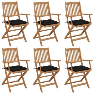 vidaXL Chaises pliantes 6 pi&egrave;ces avec coussins en bois d'acacia massif