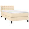 vidaXL Sommier &agrave; lattes de lit avec matelas Cr&egrave;me 90x200 cm Tissu
