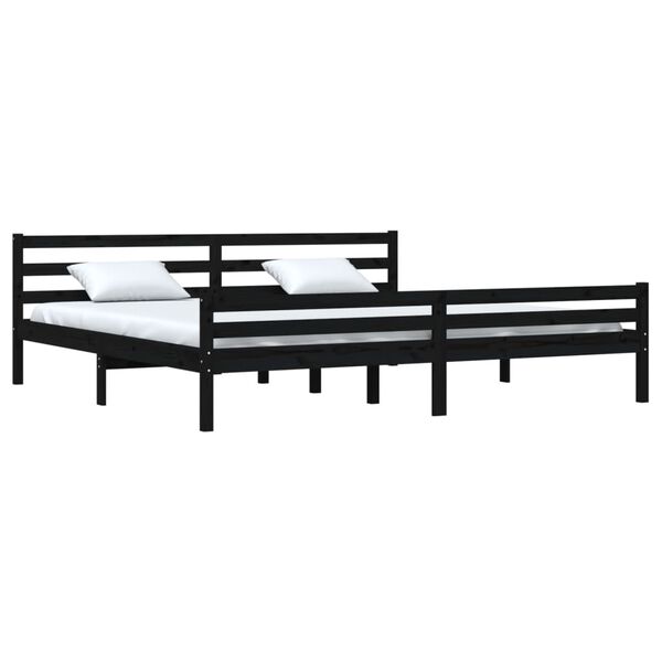vidaXL Cadre de lit sans matelas noir bois massif 200x200 cm