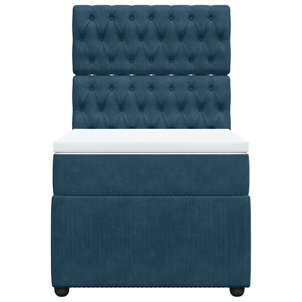 vidaXL Sommier &agrave; lattes de lit et matelas Bleu fonc&eacute; 80x200 cm Velours