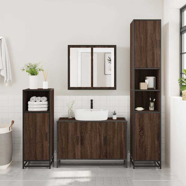 vidaXL Ensemble de meubles de salle de bain 3 pcs Chêne marron