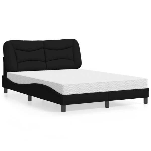 vidaXL Lit avec matelas Hvar noir 120x200 cm tissu