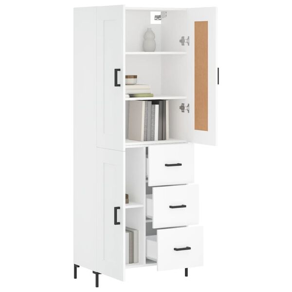 vidaXL Buffet haut Blanc 69,5x34x180 cm Bois d'ing&eacute;nierie