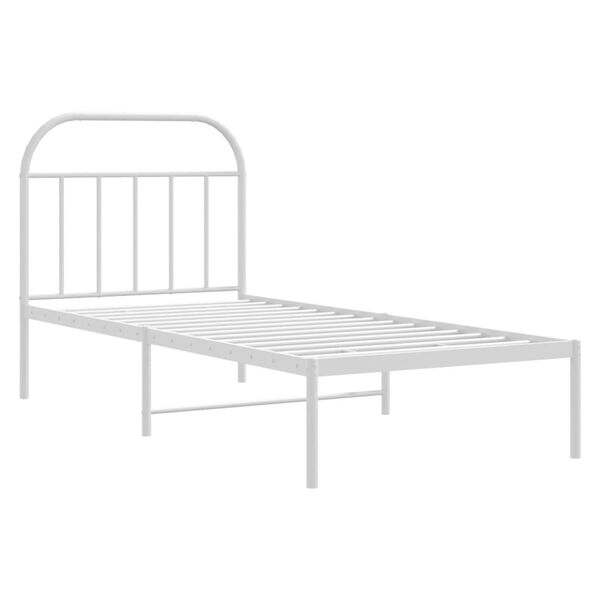 vidaXL Cadre de lit métal sans matelas avec tête de lit blanc 90x190cm