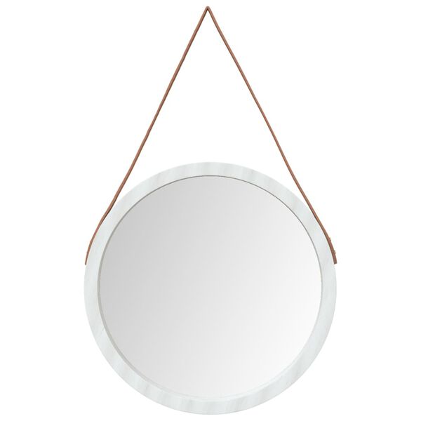 vidaXL Miroir mural avec sangle Blanc &Oslash; 55 cm