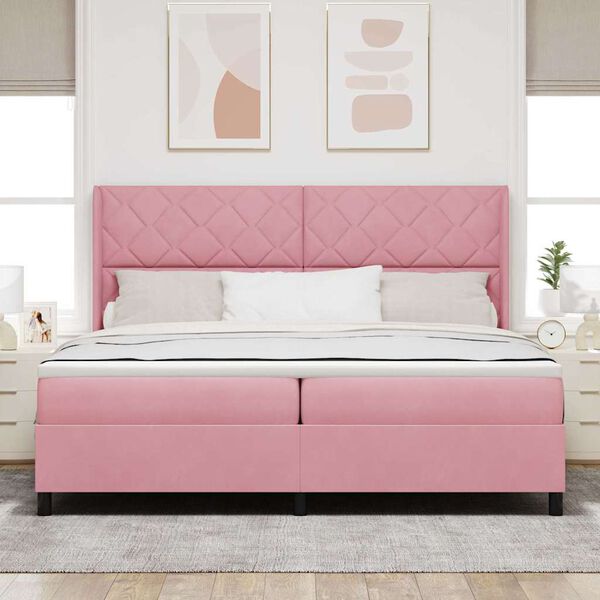 vidaXL Lit &agrave; ressorts avec matelas Rose 200 x 200 cm Velours