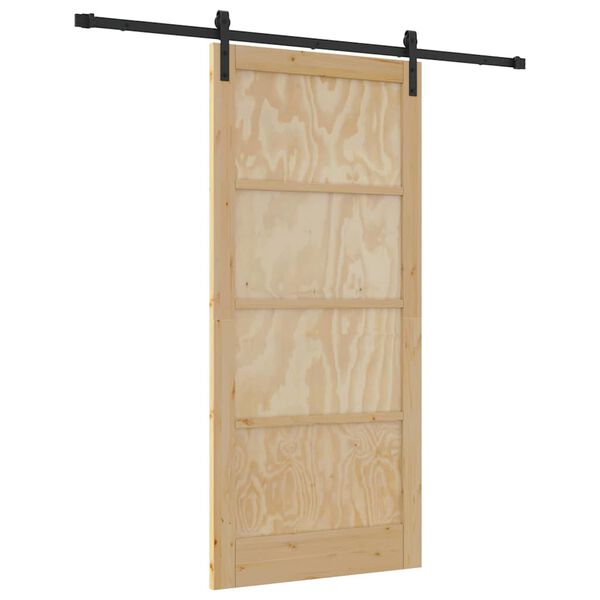 vidaXL Porte coulissante Naturel et Noir 93 x 202 cm Pin massif