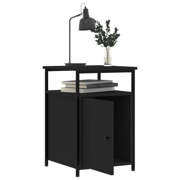vidaXL Table de chevet noir 40x42x60 cm bois d&rsquo;ing&eacute;nierie
