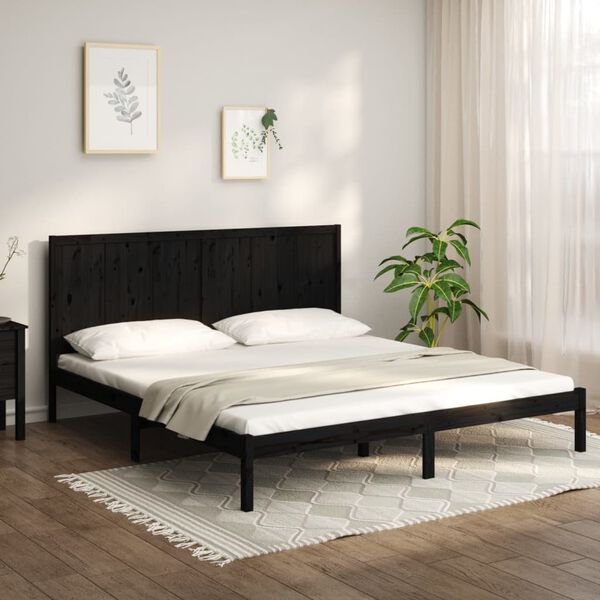 vidaXL Cadre de lit sans matelas noir 200x200 cm bois massif de pin