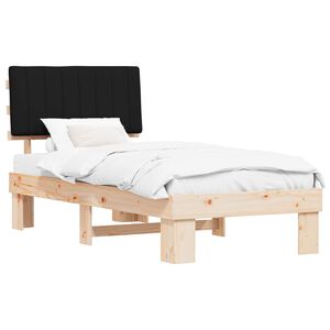 vidaXL Cadre de lit avec t&ecirc;te de lit rembourr&eacute;e Noir 90 x 190 cm
