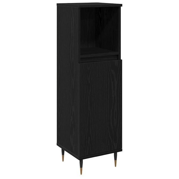 vidaXL Cabinet de salle de bain avec porte Ch&ecirc;ne noir 30 x 30 x 100 cm