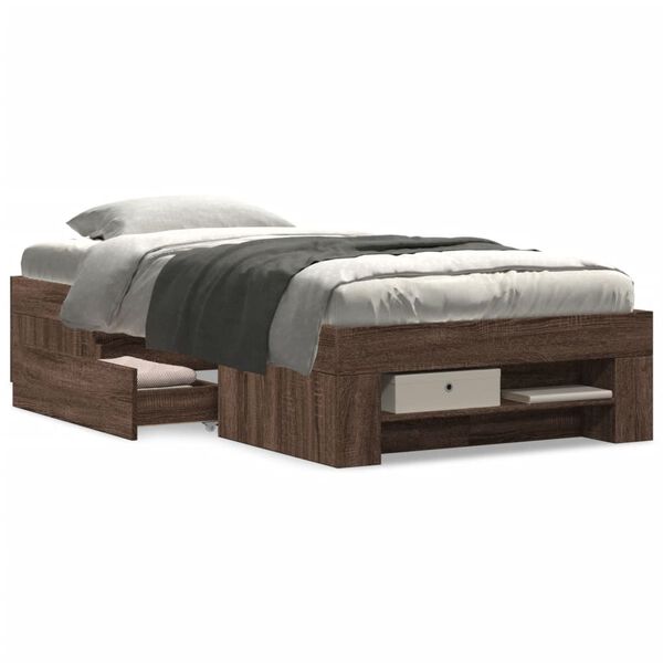 vidaXL Cadre de lit sans matelas ch&ecirc;ne marron 90x200cm bois ing&eacute;nierie