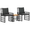 vidaXL Ensemble de meubles d'ext&eacute;rieur 3 pc Noir et Gris fonc&eacute;