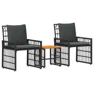 vidaXL Ensemble de meubles d'ext&eacute;rieur 3 pc Noir et Gris fonc&eacute;