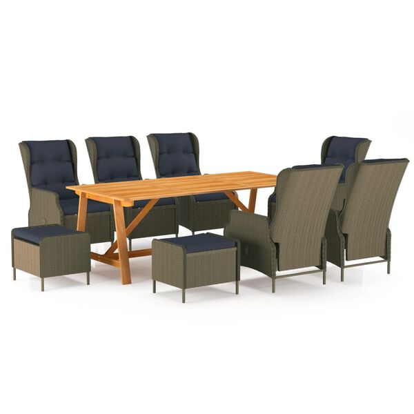 vidaXL Ensemble &agrave; manger de jardin 9 pcs Marron