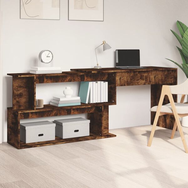 vidaXL Bureau d'angle Ch&ecirc;ne fum&eacute; 200x50x76 cm Bois d'ing&eacute;nierie